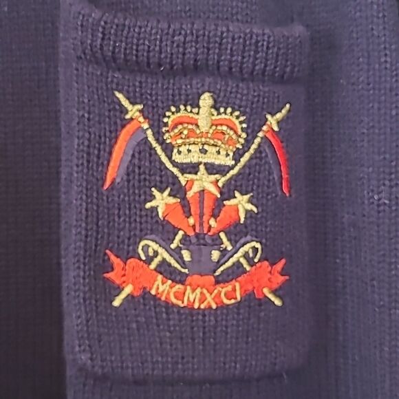 Nordstrom Tailored Wool Knit Crested Cardigan Sweater Navy Blue Size L - Picture 12 of 13